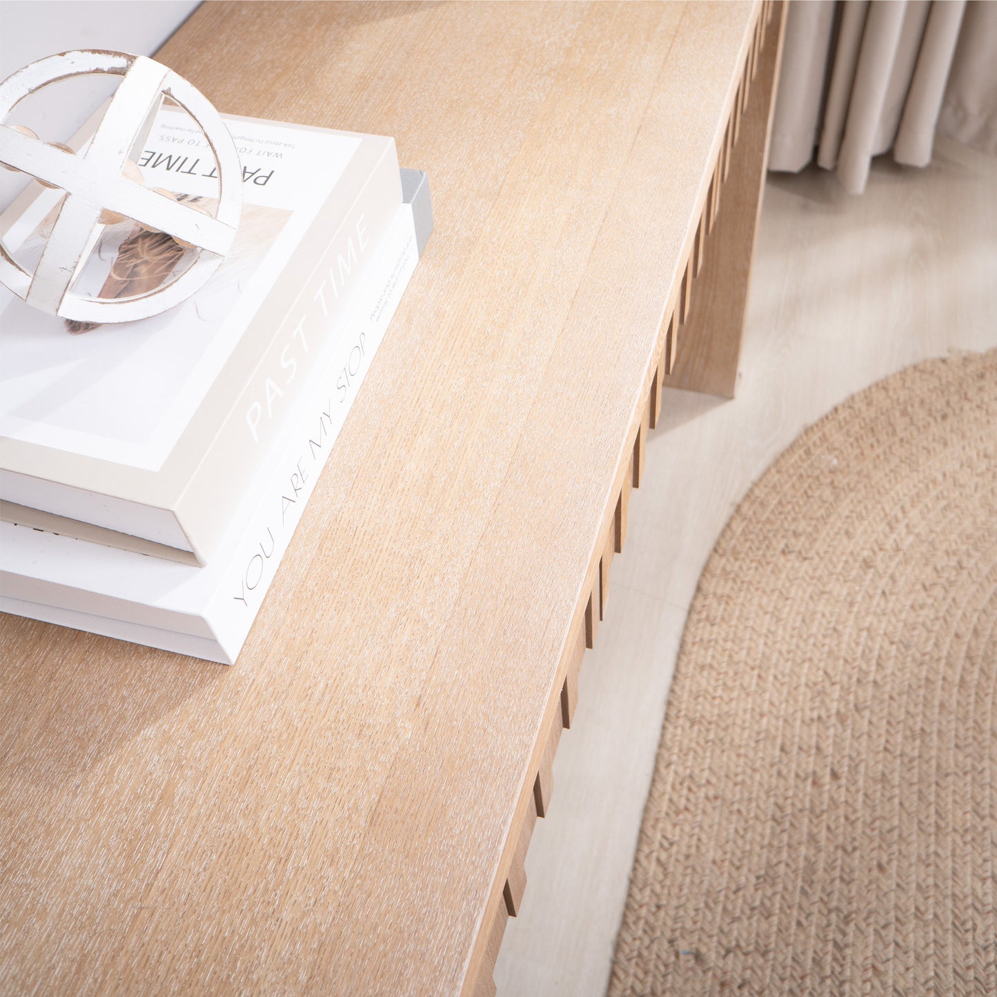 Modern Console Table with 4 Drawers – 59.2" Entryway Table in Natural Wood Finish image 9