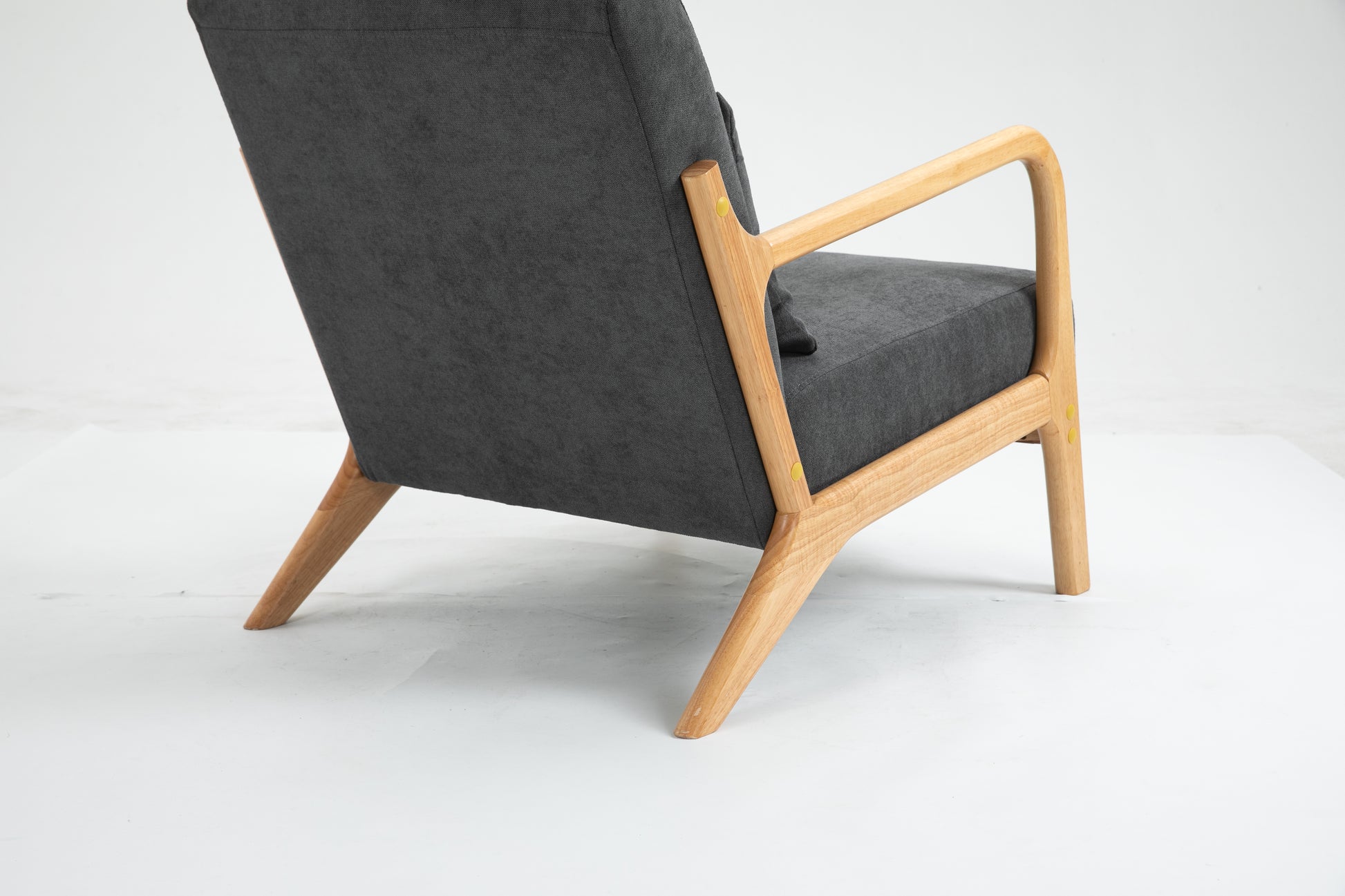 Mid Century Modern Accent Chair with Wood Frame, Upholstered Living Room Chairs with Waist Cushion, Reading Armchair for Bedroom Sunroom image 11