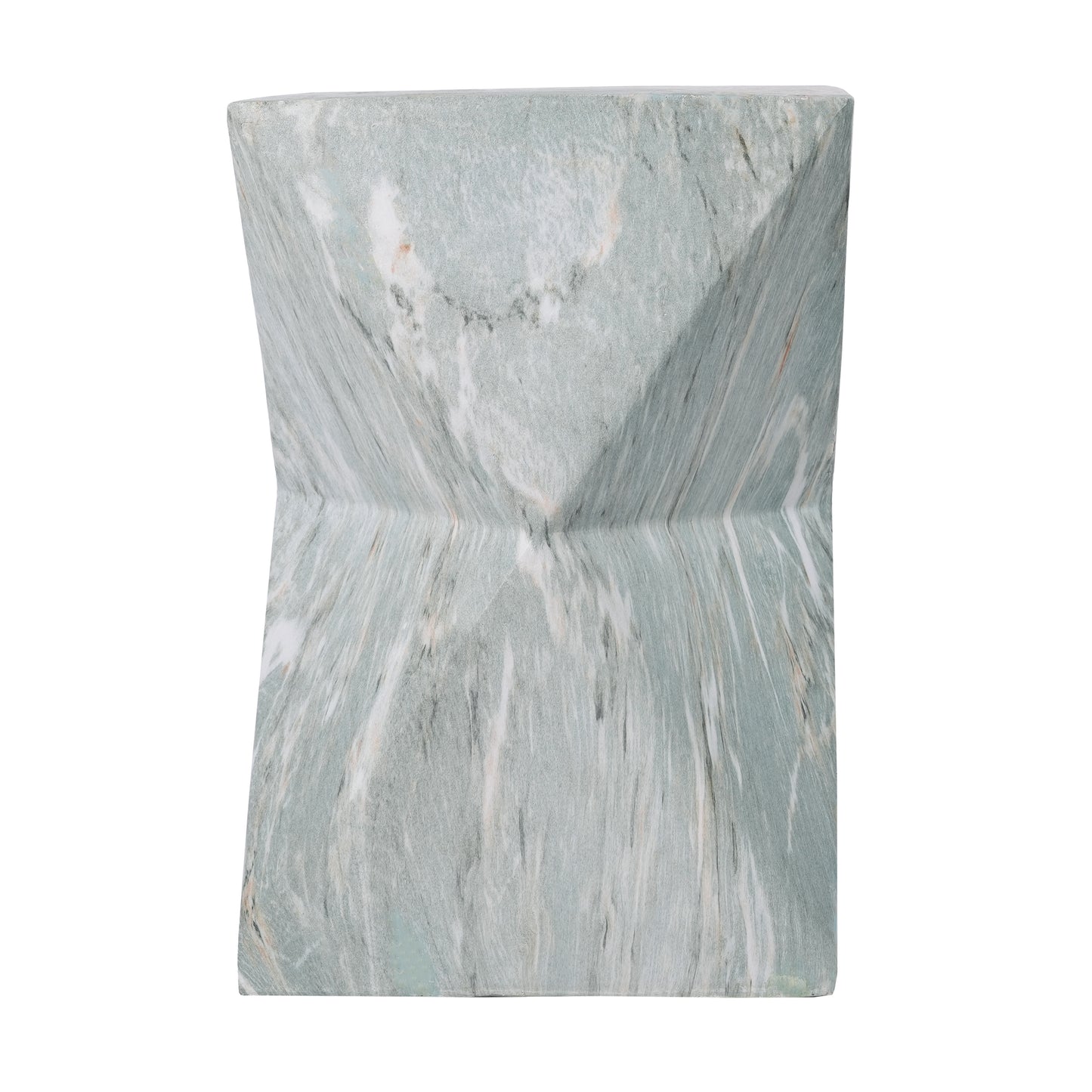 18.5"H Modern Geometric MGO Side Table, Hourglass Accent Table with Faux Marble Finish - Weather Resistant End Table for Indoor and Outdoor Use, Living Room, Bedroom & Patio, Green Marble image 12