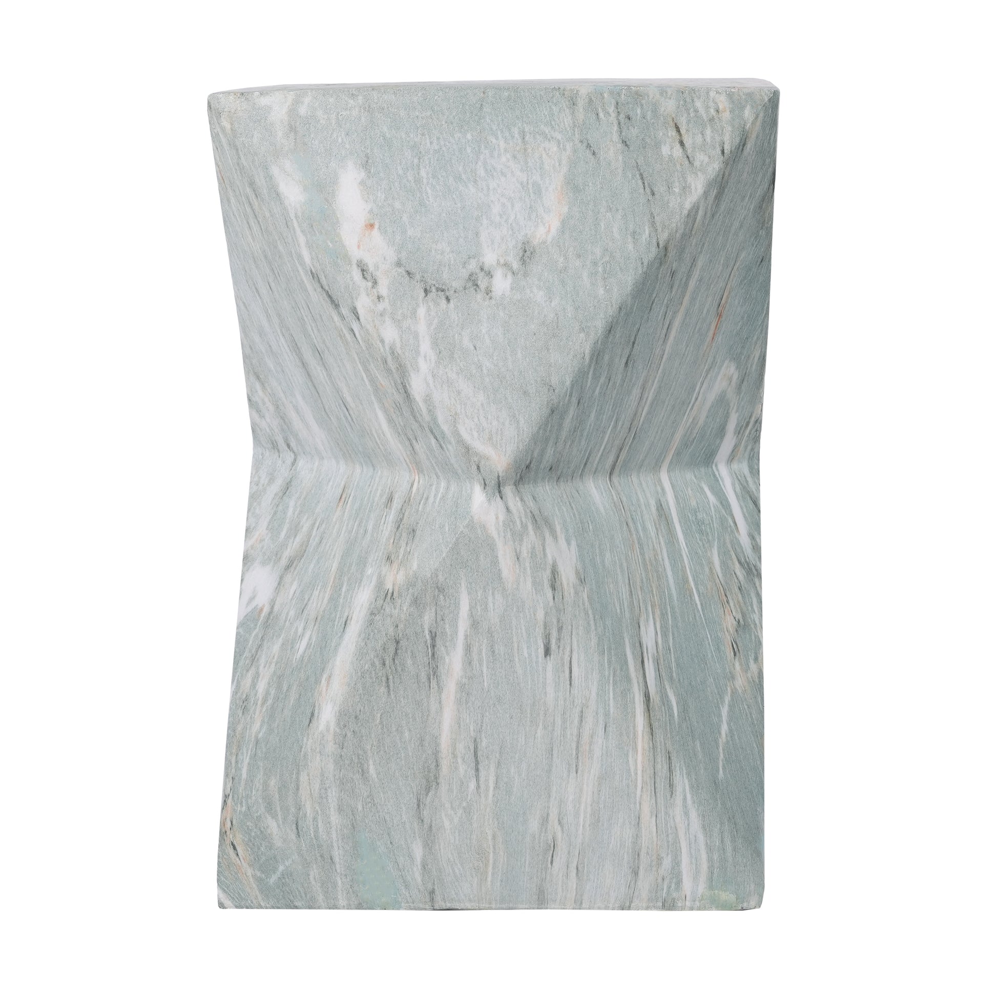 18.5"H Modern Geometric MGO Side Table, Hourglass Accent Table with Faux Marble Finish - Weather Resistant End Table for Indoor and Outdoor Use, Living Room, Bedroom & Patio, Green Marble image 12