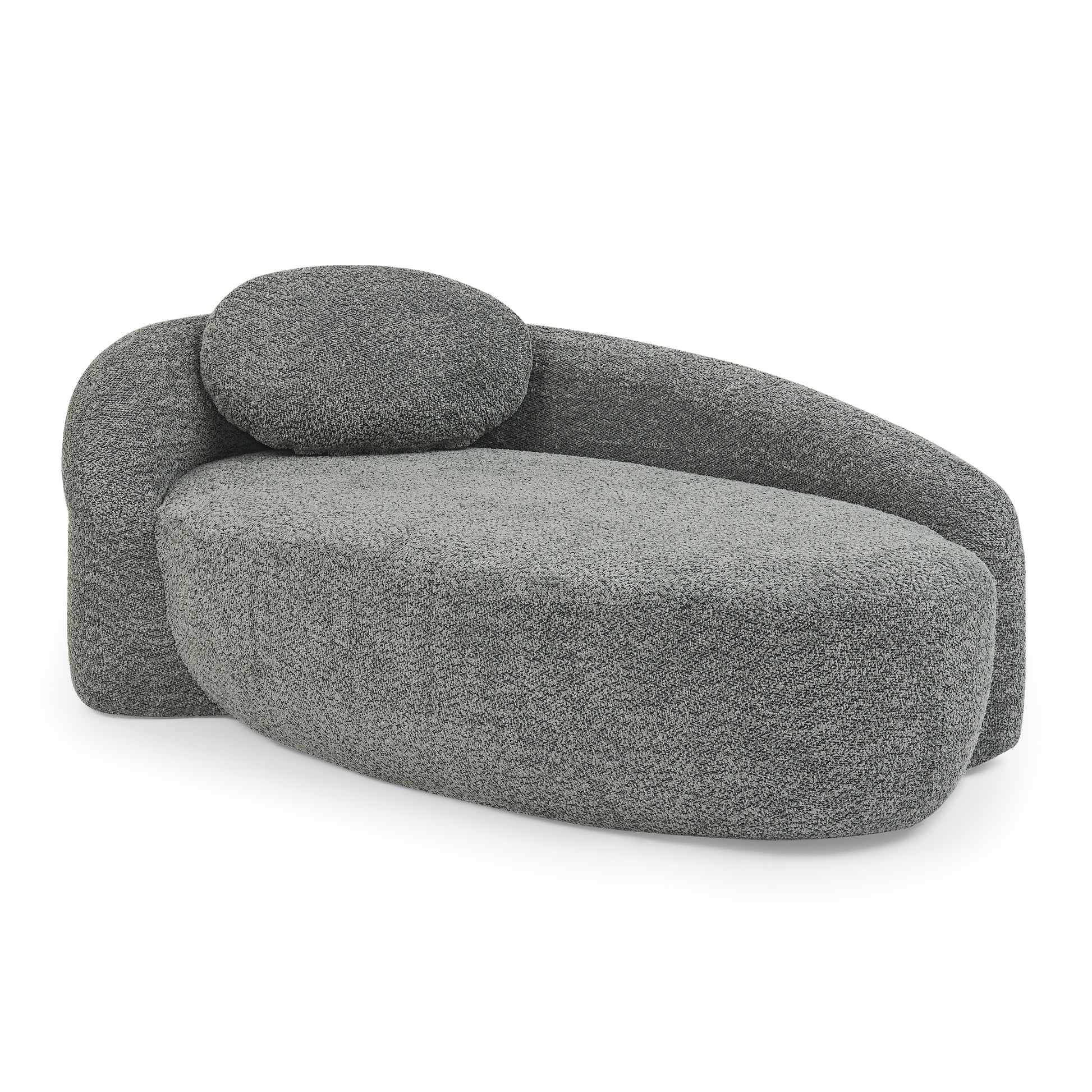 Modern Oval Single Lazy Sofa Chair with Integrated Backrest, Side Armrest and Pillow, Compact Space-Saving Lounge Chair for Living Room Bedroom-Dark Gray image 10