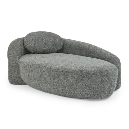 Modern Oval Single Lazy Sofa Chair with Integrated Backrest, Side Armrest and Pillow, Compact Space-Saving Lounge Chair for Living Room Bedroom-Dark Gray image 10