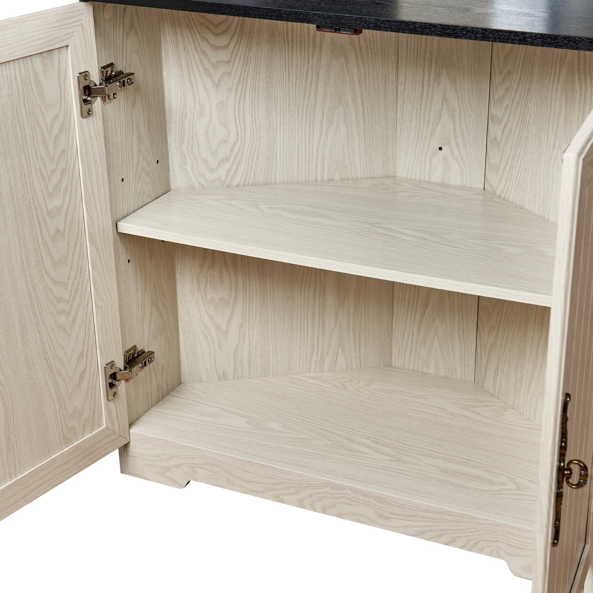 70.86"(180cm) Tall Free Standing Corner Storage Cabinet, 5 Tiers Wine Cabinet With Tempered Glass Doors, Mirrored Back, Adjustable Shelves For Living Room Kitchen, Modern Wood Display Cabinet image 8