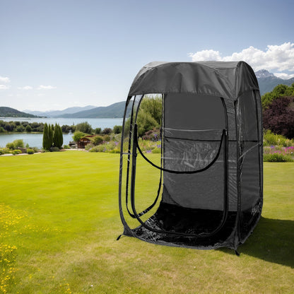 Portable Pop Up Sports Tent, Ideal Shelter for Outdoor Sports Events, Fishing and Camping, Protection from Cold Wind and Rain, Black image 1