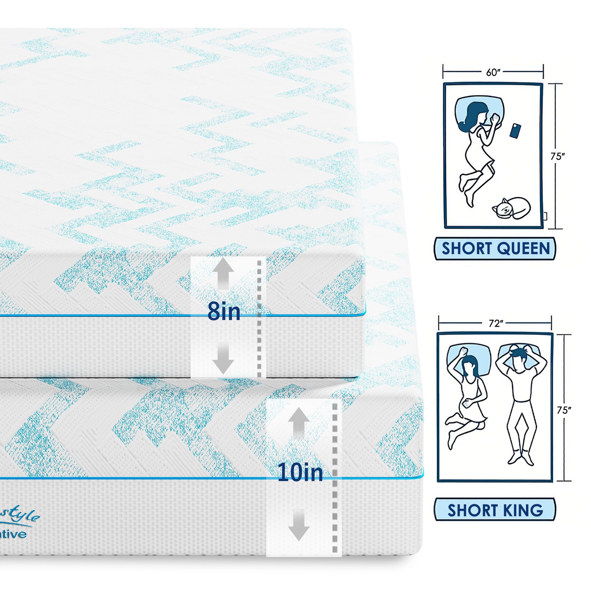 10-inch RV Latex Memory Foam Mattress, short queen size, large format, free of glass fibers, medium hardness texture, breathable memory foam. image 6
