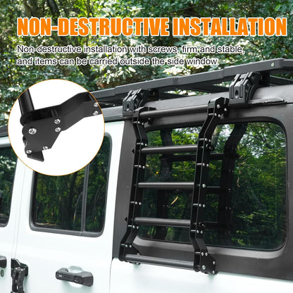 20269 Rear Window Ladder for 2018-2025 Jeep Wrangler JL JLU 2 Door 4 Door Luggage Ladder Rack Multifunctional Flank Kit image 4