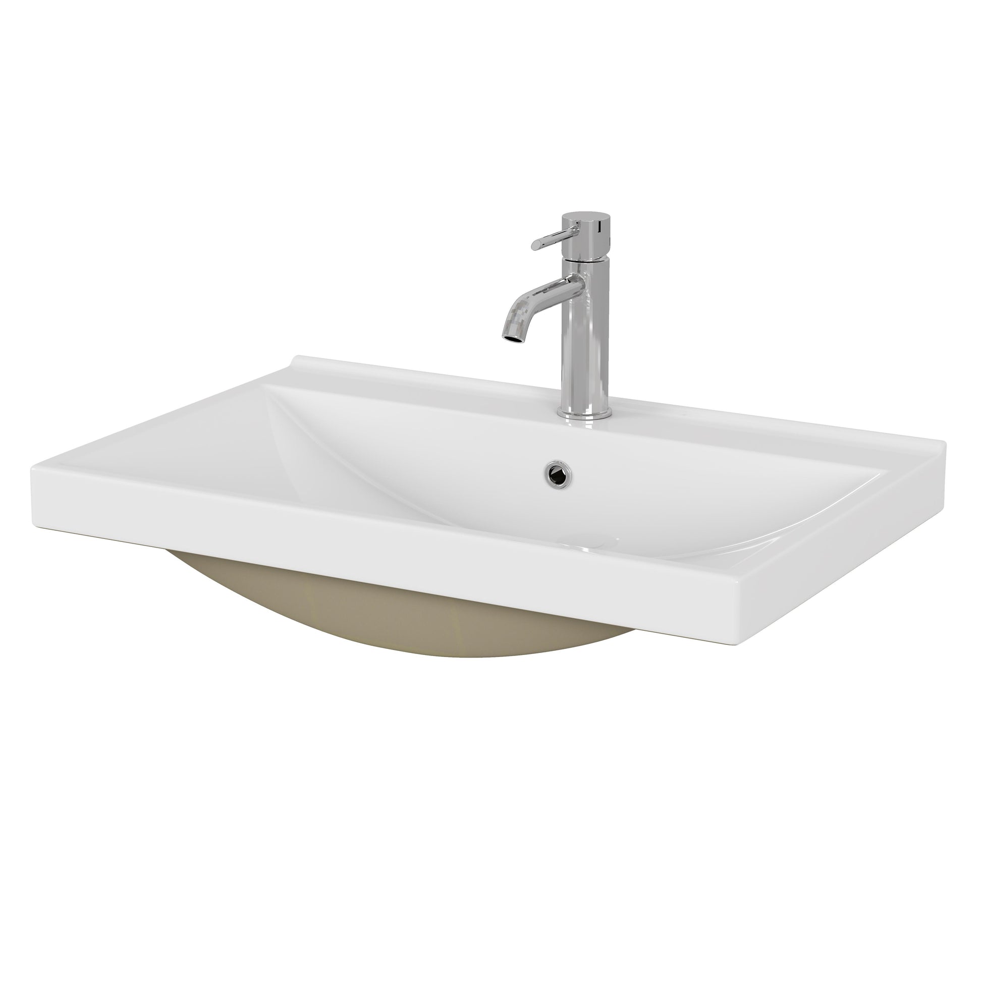 24 Inch Bathroom Vanity Sink Top,Ceramic Basin,2.6-inch Thickened Ceramic Basin,Does Not Include Faucet and Drain,Glossy White image 4