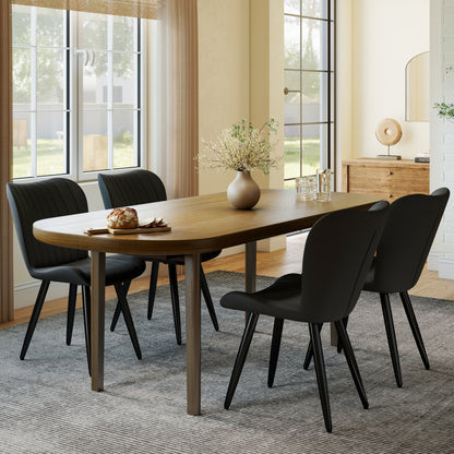 Set of 4 Modern PU Leather Dining Chairs with Thick Cushions & Metal Legs, Armless Faux Leather Side Chairs for Kitchen, Dining Room image 1