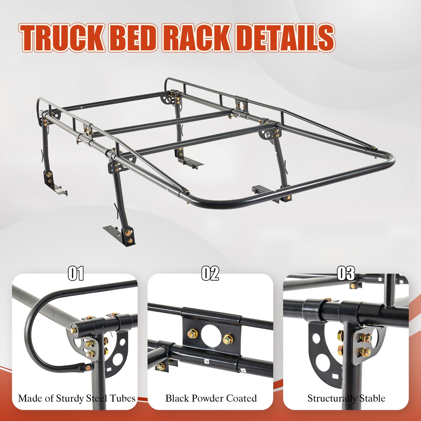 Universal steel over-cab truck bed rack contractor pickup lumber full size rack adjustable for kayak, ladder, surfboard, lumber image 4