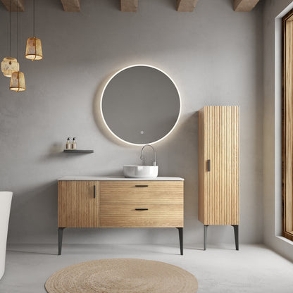 Emilia 48" Striped Natural Oak Bathroom Vanity with Sink, without drainage and faucet, Freestanding Bathroom Cabinet for Modern Bathroom, KD image 1