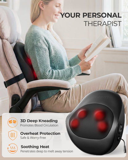 Neck Massager Pillow, Ultra-Quiet Corded Neck and Shoulder Massager with Heat, Portable 3D Kneading for Shoulder, Leg & Calf Muscle Pain Relief, Relaxing Gift for Men & Women image 4