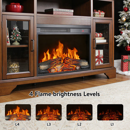 23 inch electric fireplace insert, ultra thin heater with log set & realistic flame, remote control with timer, overheating protection image 9