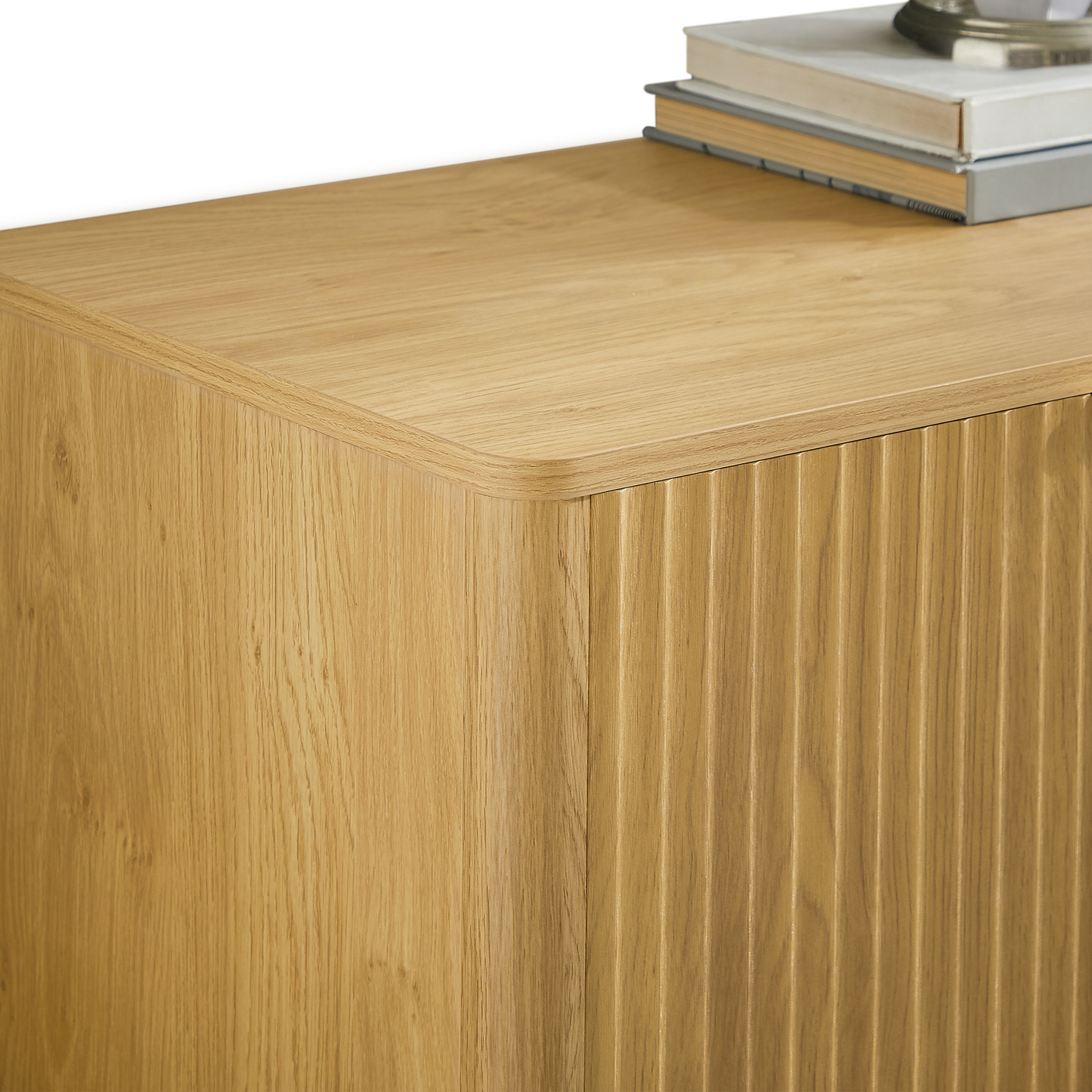 34.3" modern wavy sideboard, curved contour design storage cabinet, 2-door cabinet with storage function, suitable for kitchen/bedroom/living room, Natural, 34.3"L x 15.7"W x 34.3"H image 10