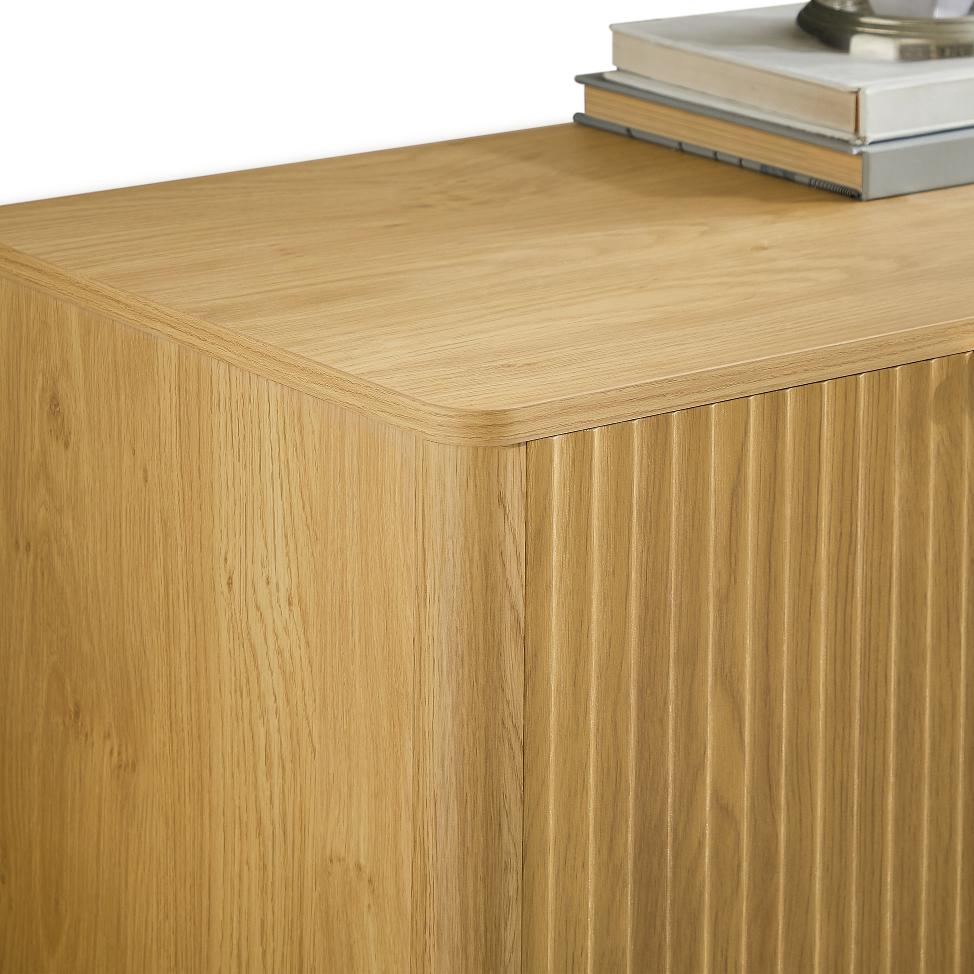 34.3" modern wavy sideboard, curved contour design storage cabinet, 2-door cabinet with storage function, suitable for kitchen/bedroom/living room, Natural, 34.3"L x 15.7"W x 34.3"H image 10