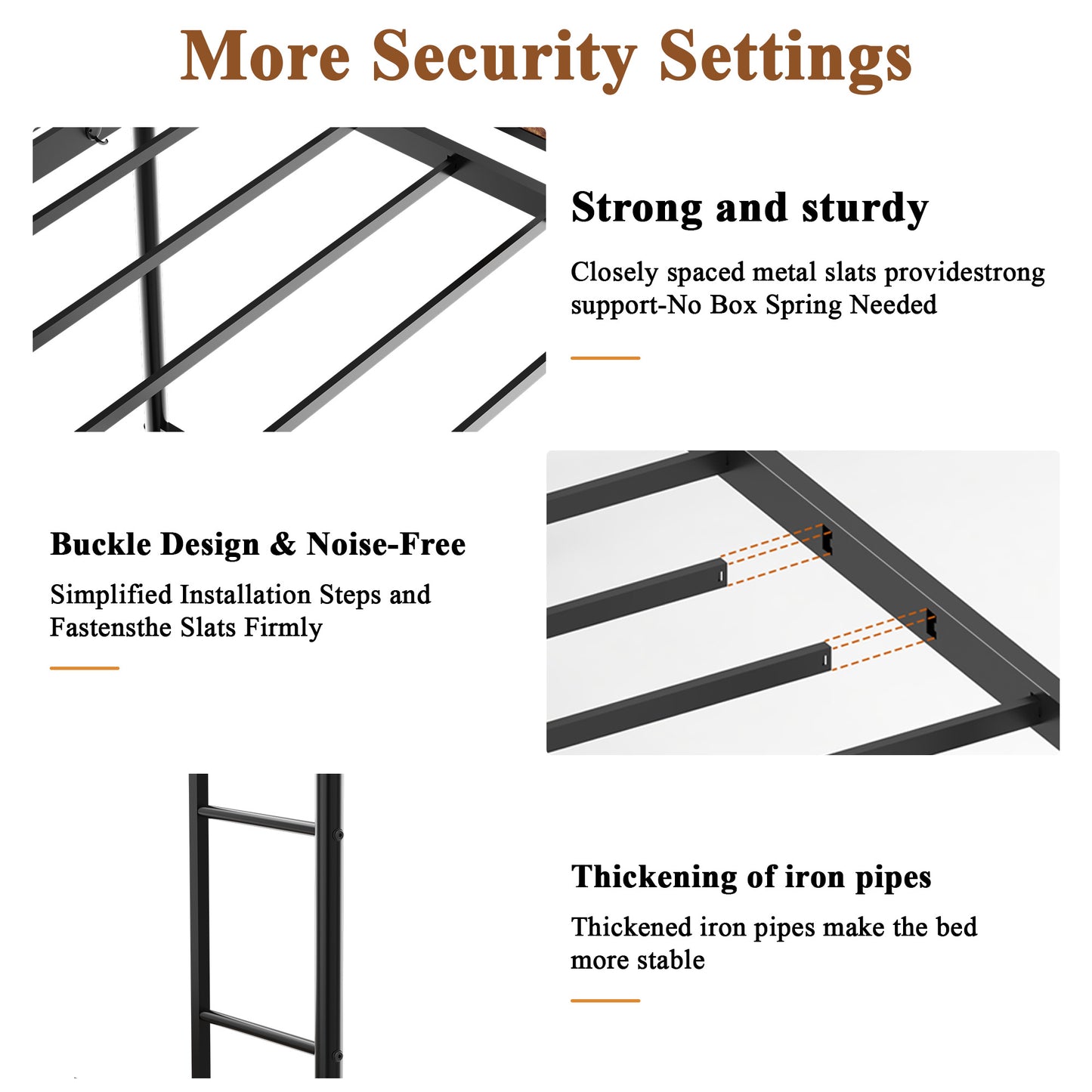 Bunk Bed Twin Over Twin Size with Desk and Charging Station L-Shaped Metal Bunk Bed with Storage Shelves and Bookcase Loft Beds with Safety Guardrail and Ladder for Teen,Black image 8