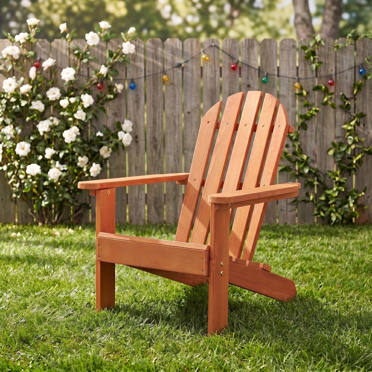 Wooden Kid's Adirondack Chair for Indoor and Outdoor, Natural Cedar Patio Lounge Chiar for Kids image 6