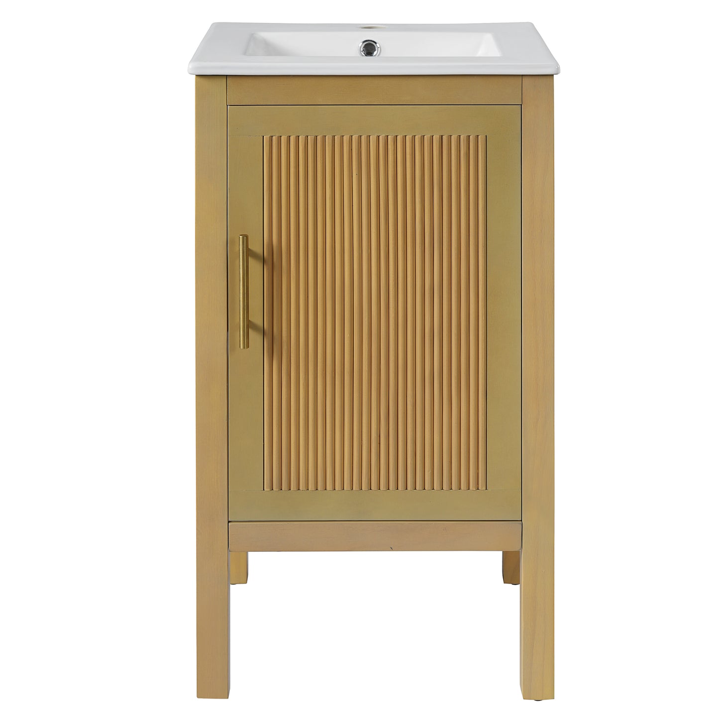 18" Bathroom Cabinet with Storage, Small Space Solution with Ceramic Sink, Adjustable Shelf, Soft-Closing Hinges image 10