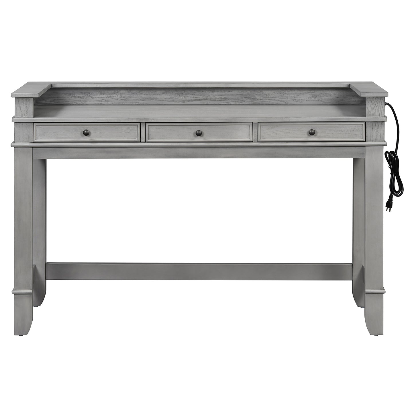 TREXM 4-Piece Dining Table Set for 3, Retro Kitchen Table and Chairs Set with 3 Storage Drawers, Ideal for Small Spaces (Light Grey) image 9