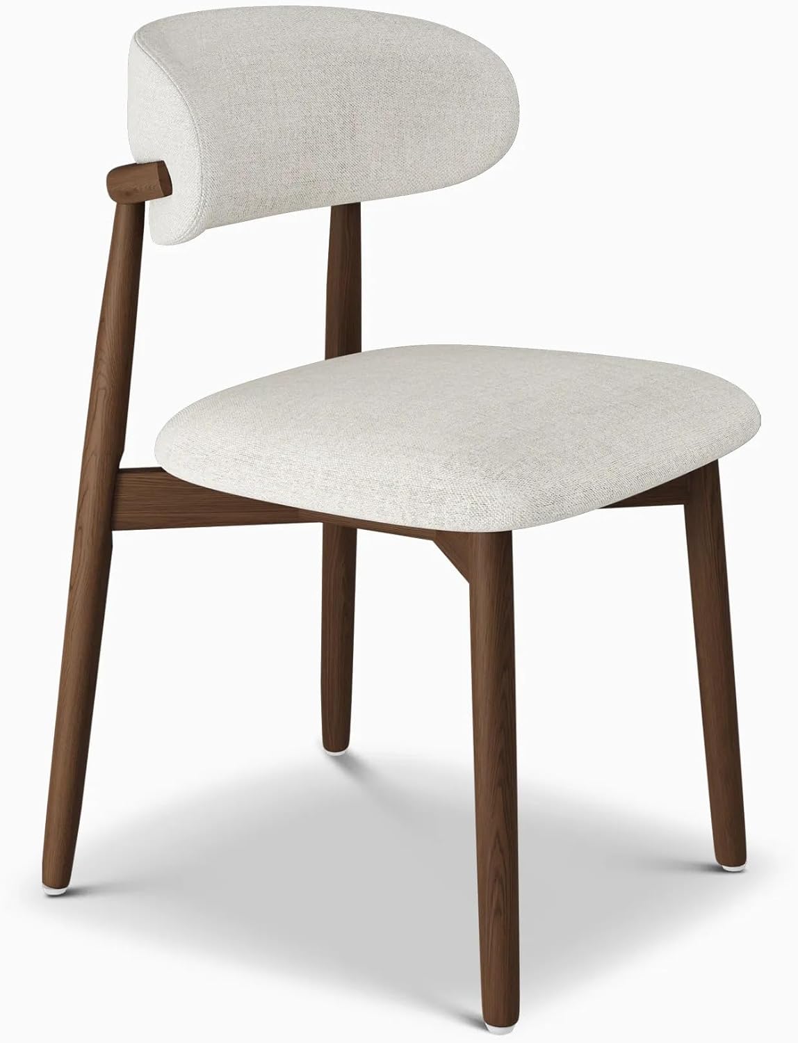 Set of 2 Solid Ash Wood Dining Chairs, Mid-Century Modern Hardwood Kitchen Side Chairs with Upholstered Seat and Ergonomic Curved Backrest, Japandi Style Heavy Duty 330 LBS Capacity-WALNUT image 8