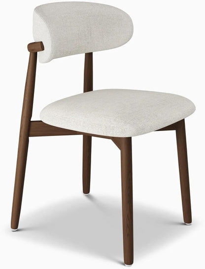 Set of 2 Solid Ash Wood Dining Chairs, Mid-Century Modern Hardwood Kitchen Side Chairs with Upholstered Seat and Ergonomic Curved Backrest, Japandi Style Heavy Duty 330 LBS Capacity-WALNUT image 8