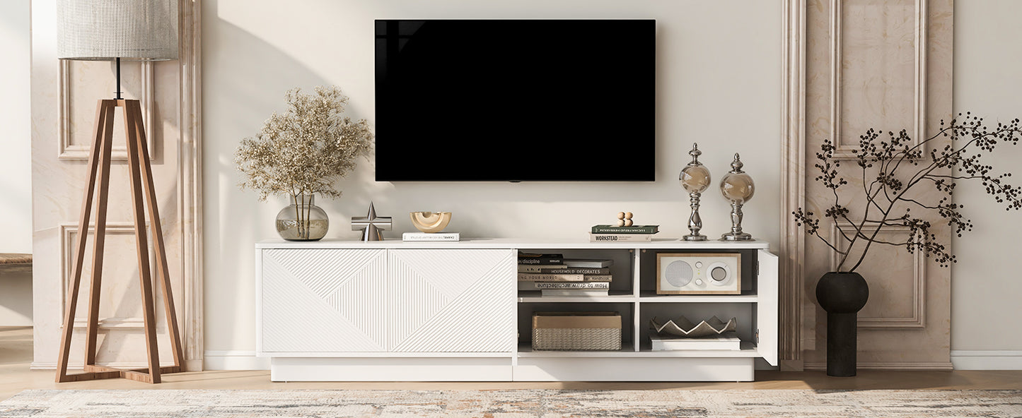 U-Can Stylish 4-Door Wave Design Cabinet with Adjustable Shelves & LED Accent image 5