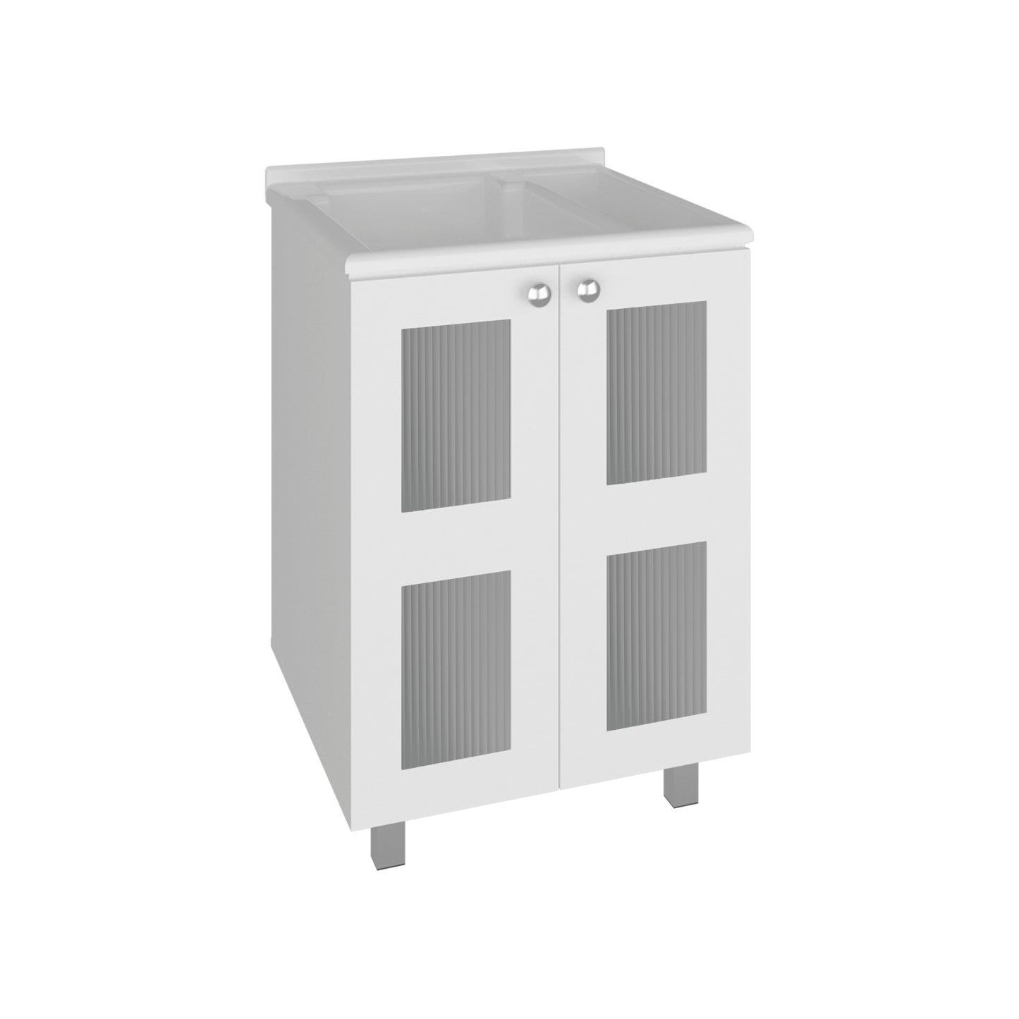 Haysi Utility Tub Cabinet with 2 frosted glass Doors, Resin Sink and 2 Interior Shelves Cabinet, Compact Vintage and Modern Bathroom Vanity image 3