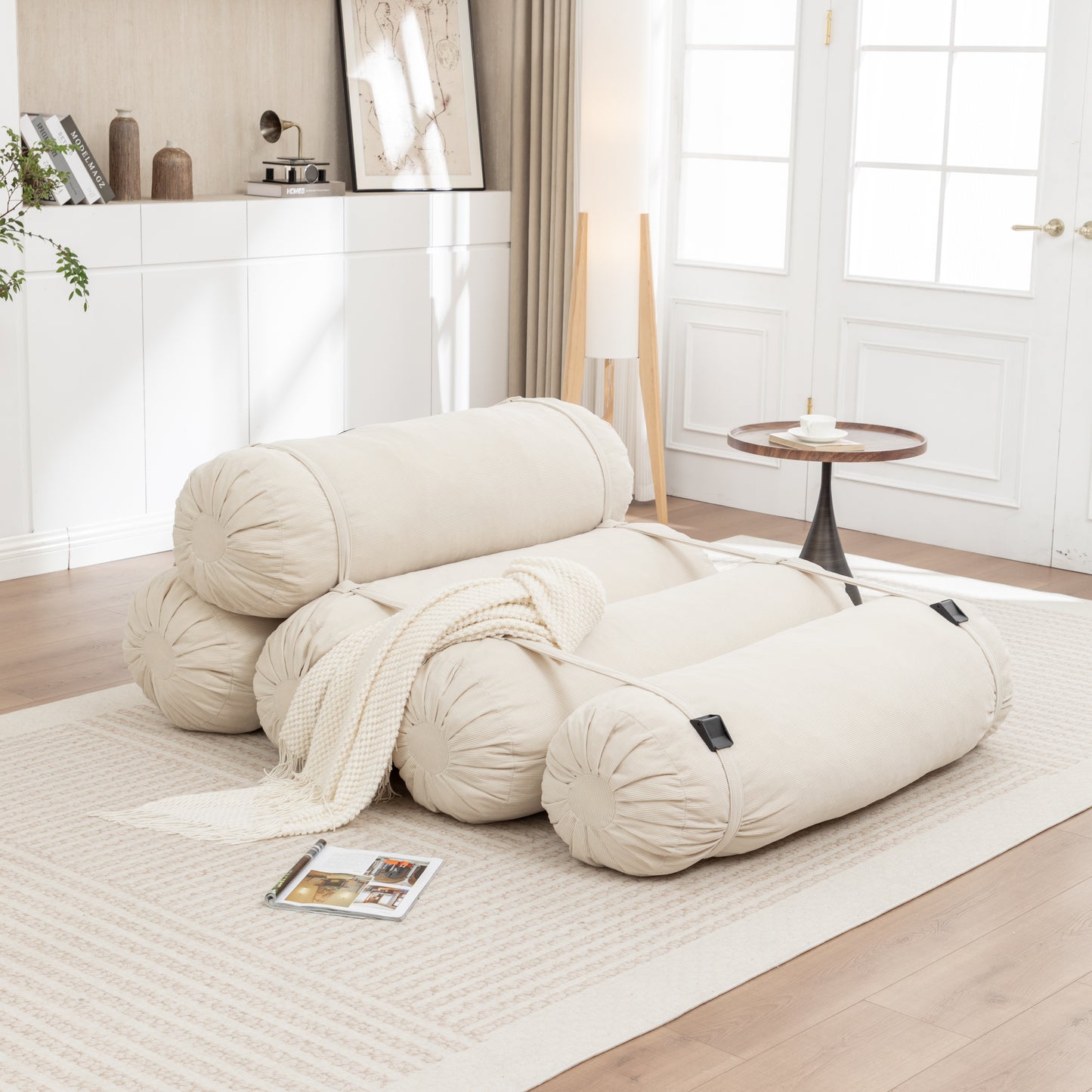 Adjustable Floor Sofa, Corduroy Lazy Sofa with Adjustable Straps for Versatile Configurations, Multi-Person Leisure Chair, Suitable for Living Room, Bedroom and More image 2