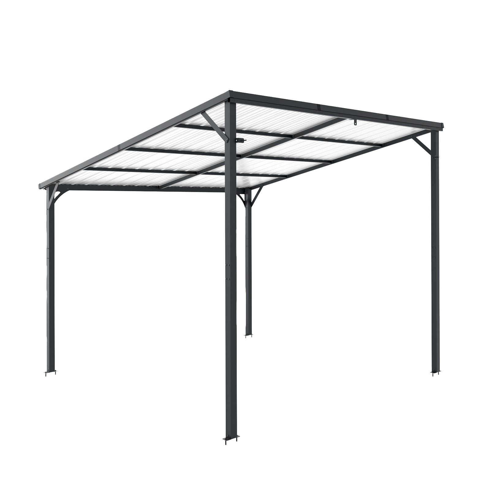 Outdoor Pergola, 10' x 10' Outdoor Hardtop Gazebo Pergola for Yard, Large 10x10 Galvanized Steel Lean to Wall-Mounted carport image 9