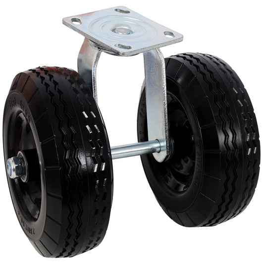 8 inch dual wheel swivel caster black 660 lbs load capacity - front view