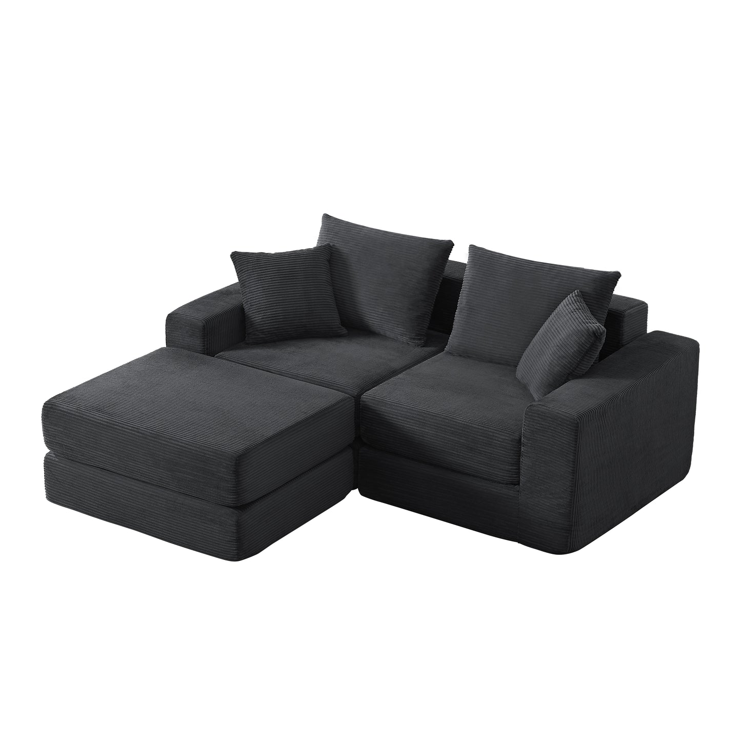 Modular Sectional Loveaeat Cloud Sofa, Boneless Couch with Non Slip Base, Cozy Sleeper Sofa for Customizable Living Spaces, Modern Modular Couch with L-Shape Chaise, Deep Seat & No Assembly image 2