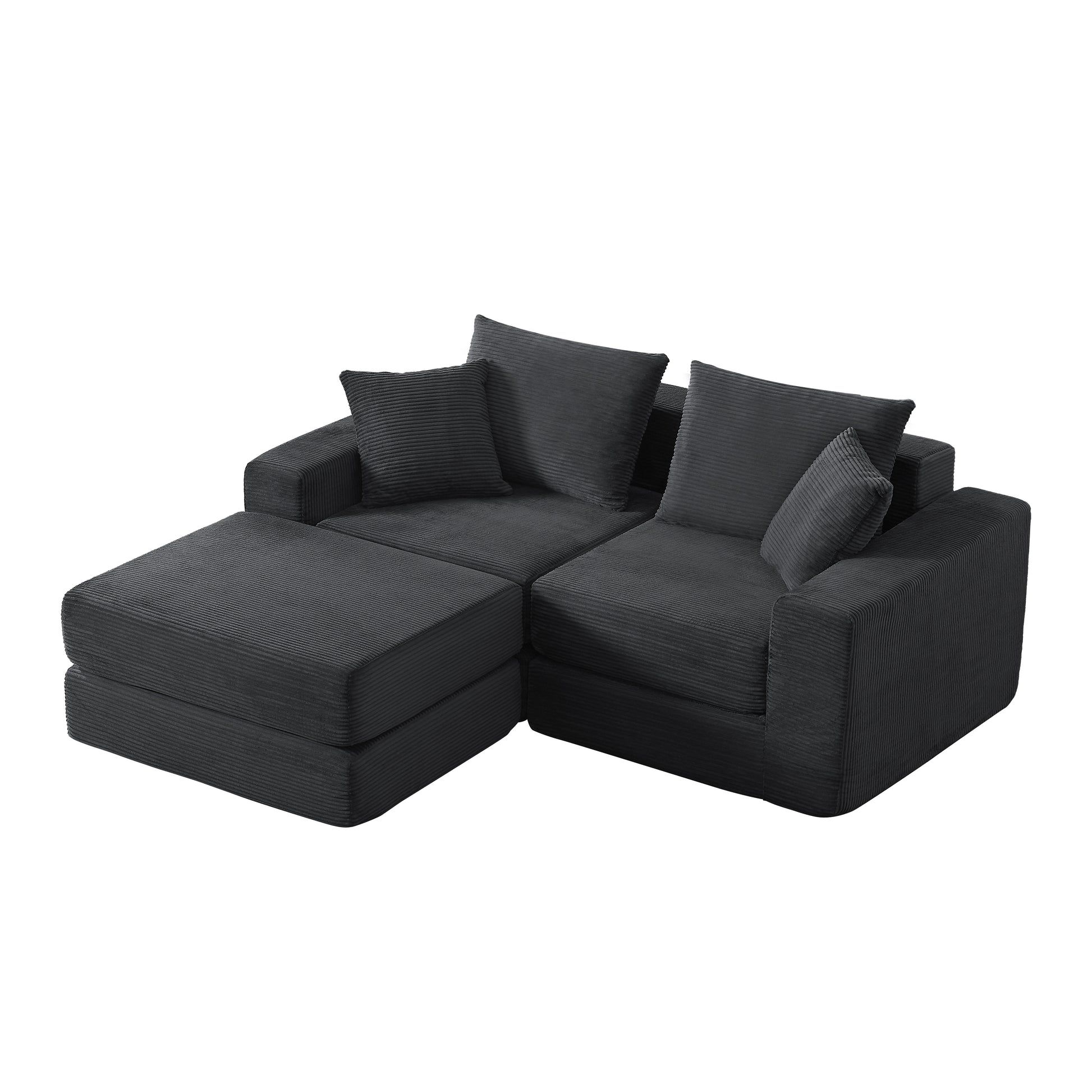Modular Sectional Loveaeat Cloud Sofa, Boneless Couch with Non Slip Base, Cozy Sleeper Sofa for Customizable Living Spaces, Modern Modular Couch with L-Shape Chaise, Deep Seat & No Assembly image 2