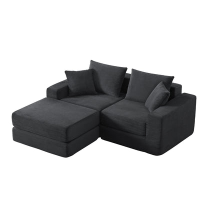 Modular Sectional Loveaeat Cloud Sofa, Boneless Couch with Non Slip Base, Cozy Sleeper Sofa for Customizable Living Spaces, Modern Modular Couch with L-Shape Chaise, Deep Seat & No Assembly image 2