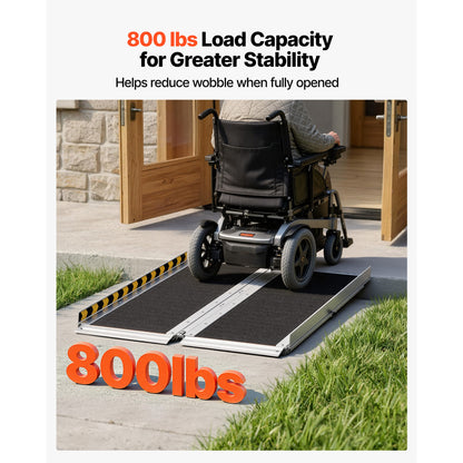 Portable Wheelchair Ramp, 3FT, Non-Slip Aluminum Folding Handicap Ramp for Wheelchair, 800 lbs Capacity, Door Threshold Ramps for Home Steps, Stairs, Entry, Threshold, Doorways, Scooter, Curbs image 6