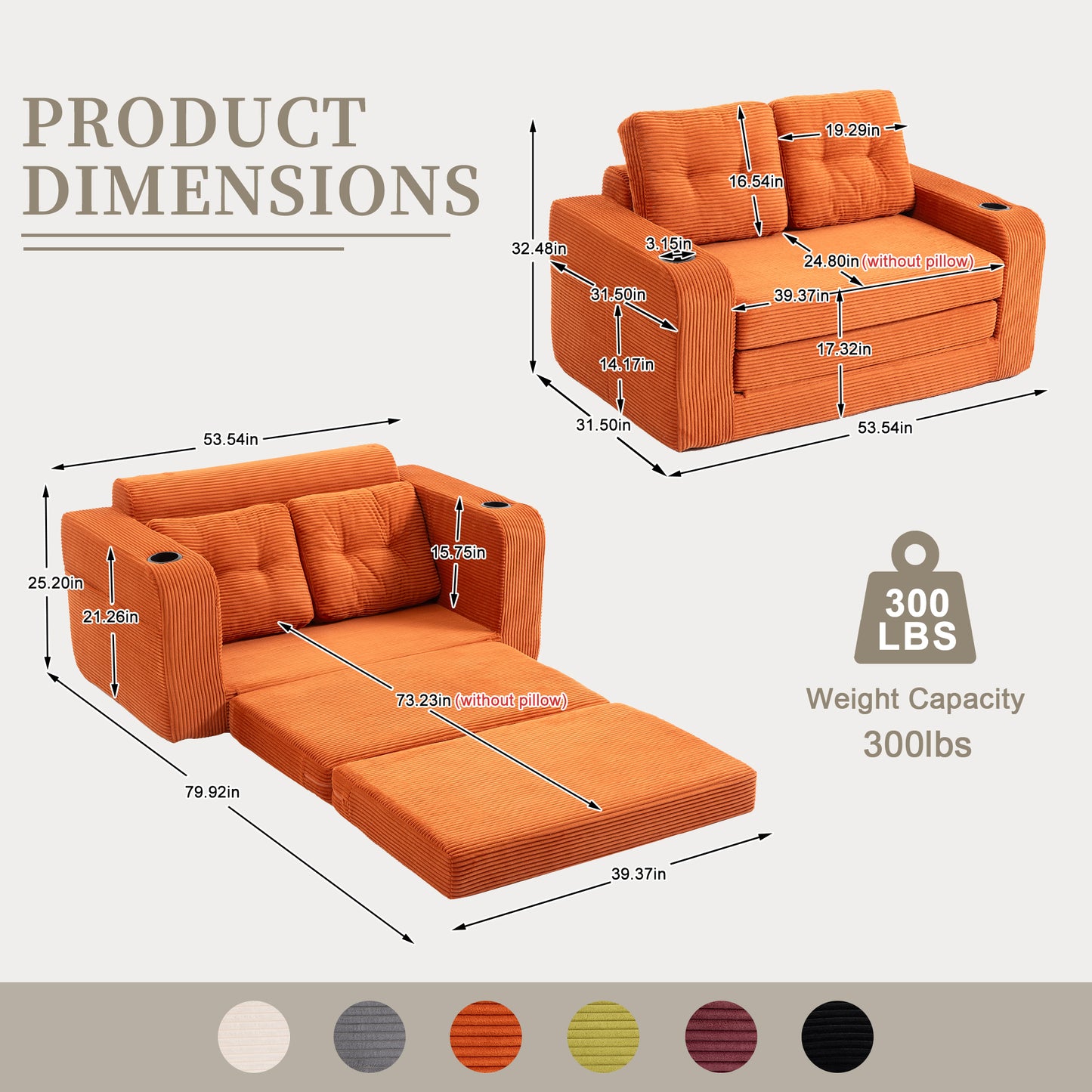 Convertible Sofa Bed,Expandable double Sofa Bed, 2 in 1 Convertible Sofa Bed, Fold Out Floor Couch with Pillows for Living Room Bedroom Lounge image 5