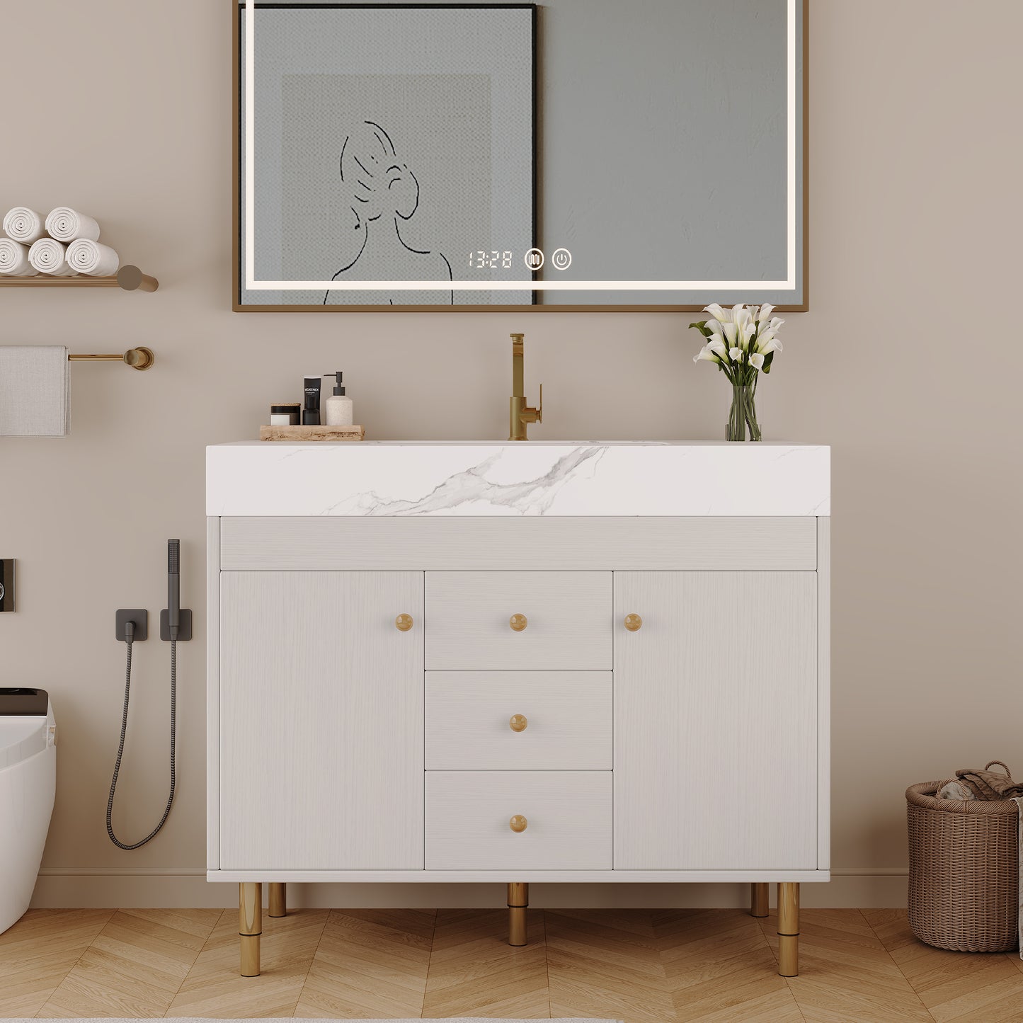 36 in Modern Free-standing Bathroom Vanity with Ceramic Sink & Ample Storage image 1