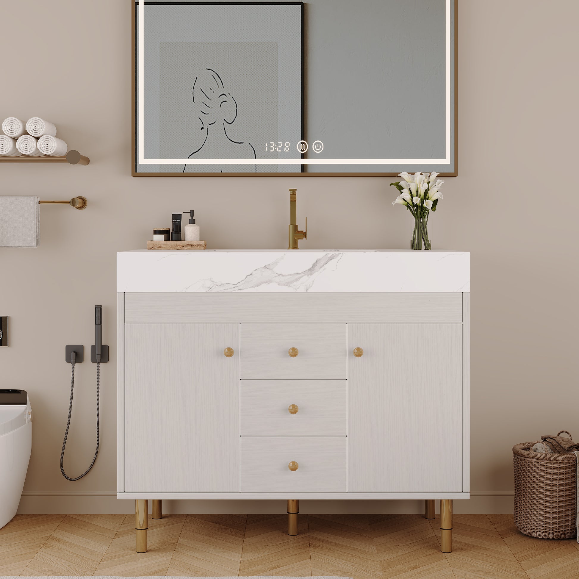 36 in Modern Free-standing Bathroom Vanity with Ceramic Sink & Ample Storage image 1