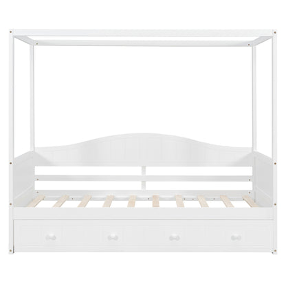Twin Size Canopy Day Bed with twin size Trundle, White(Old SKU:N708P373423K) image 7