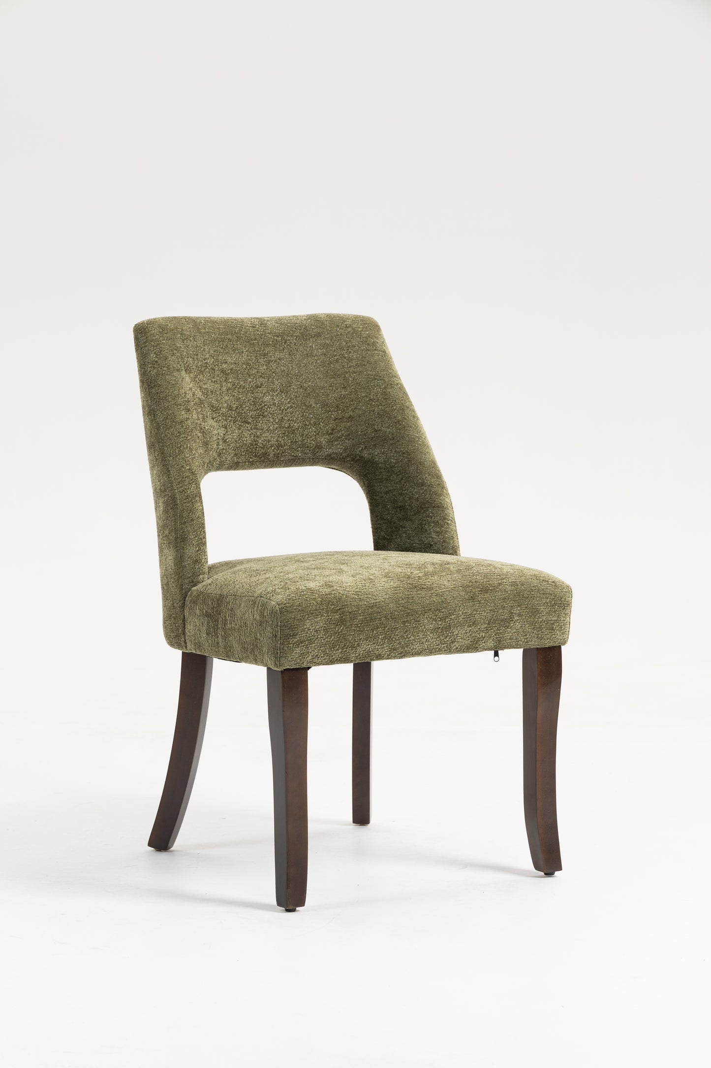 Dining Chair Set of 2,Upholstered Chenille Fabric Dining Chair Curved Solid Wood Legs, Elegant Tufted Club Dining Room Kitchen Room Dining Chair,Green image 9