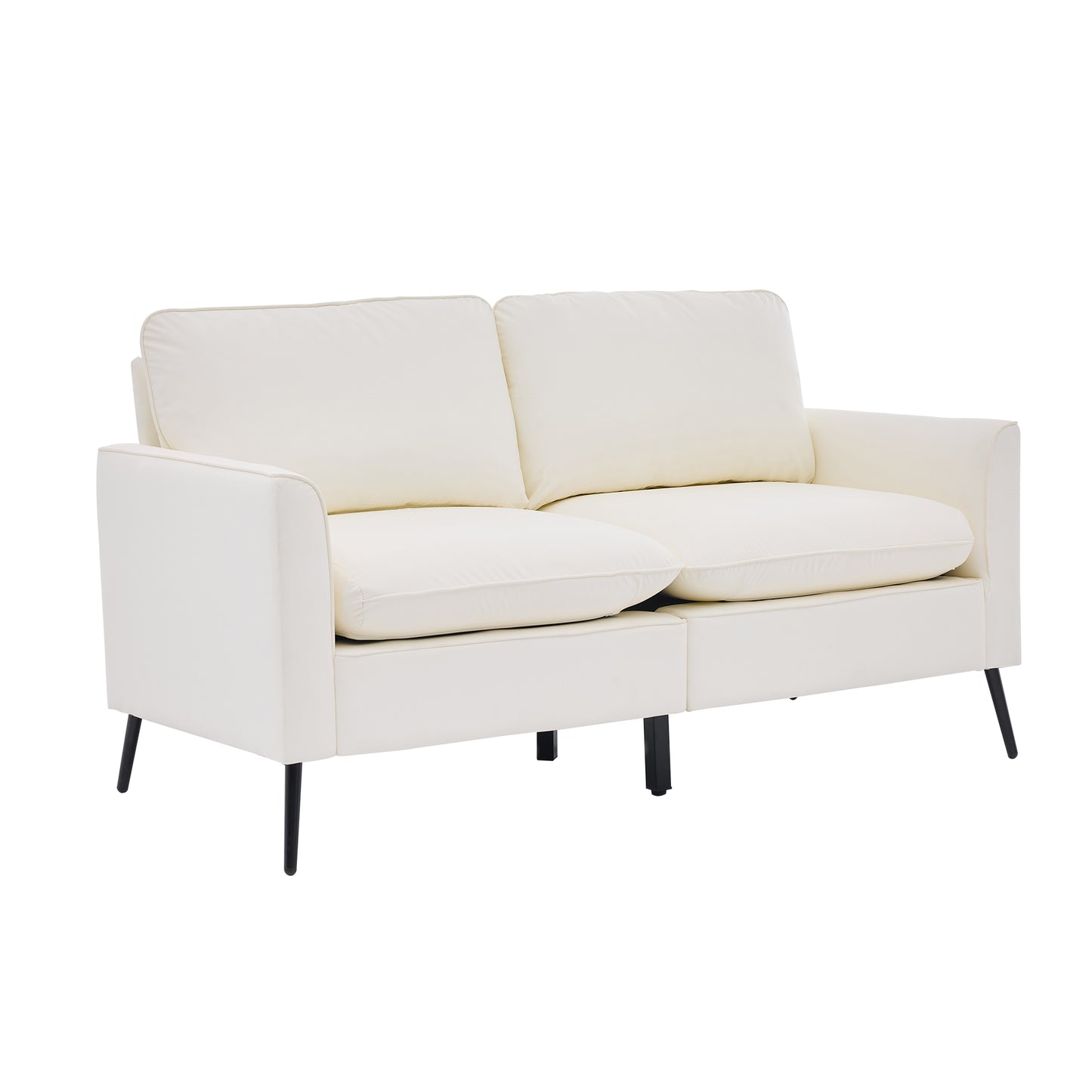 TS Cat paw leather upholstered sofa loveseat,Nordic retro light luxury living room balcony bedroom single casual sofa chair Double sofa + two pack combination(Cream White) image 6