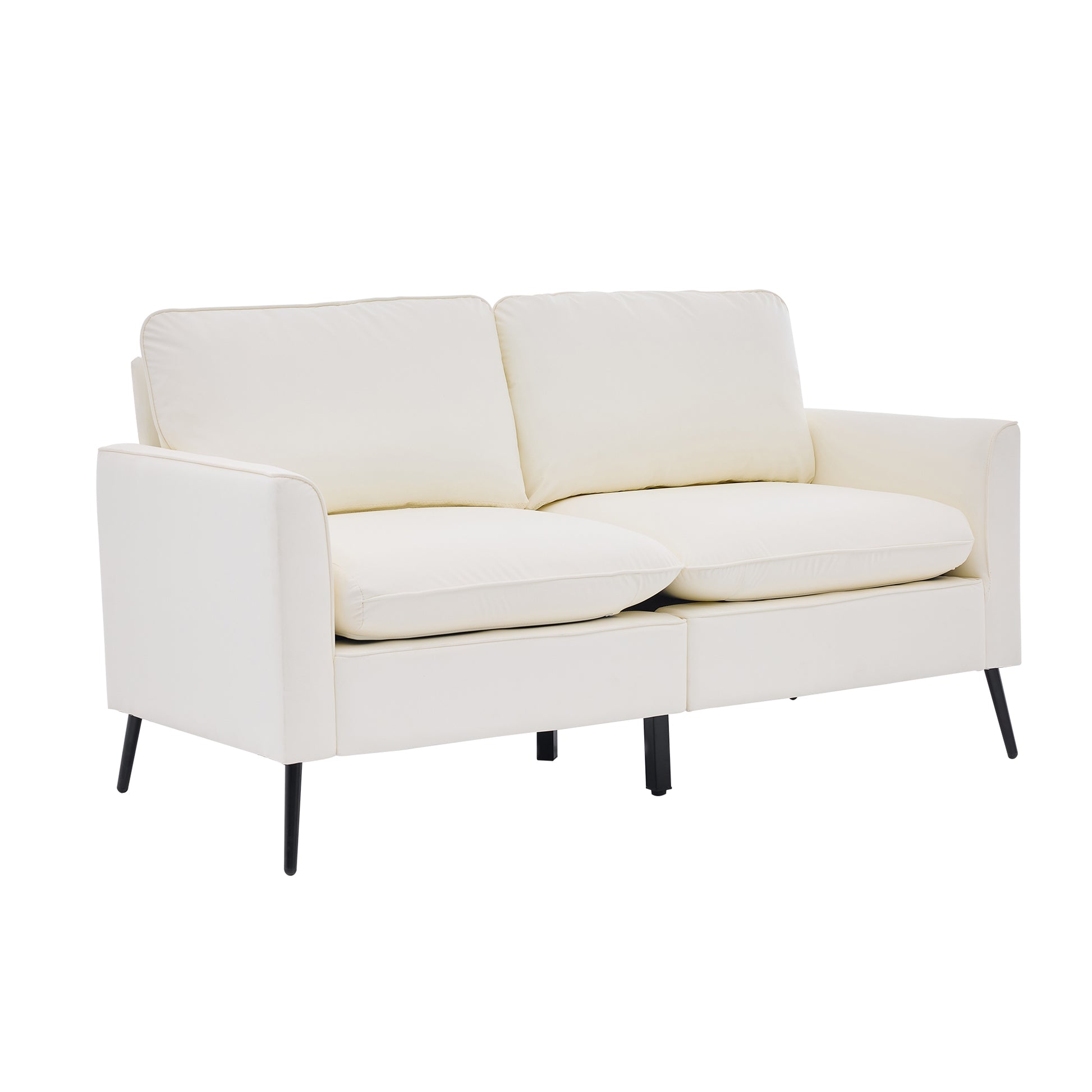 TS Cat paw leather upholstered sofa loveseat,Nordic retro light luxury living room balcony bedroom single casual sofa chair Double sofa + two pack combination(Cream White) image 6