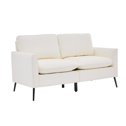 TS Cat paw leather upholstered sofa loveseat,Nordic retro light luxury living room balcony bedroom single casual sofa chair Double sofa + two pack combination(Cream White) image 6