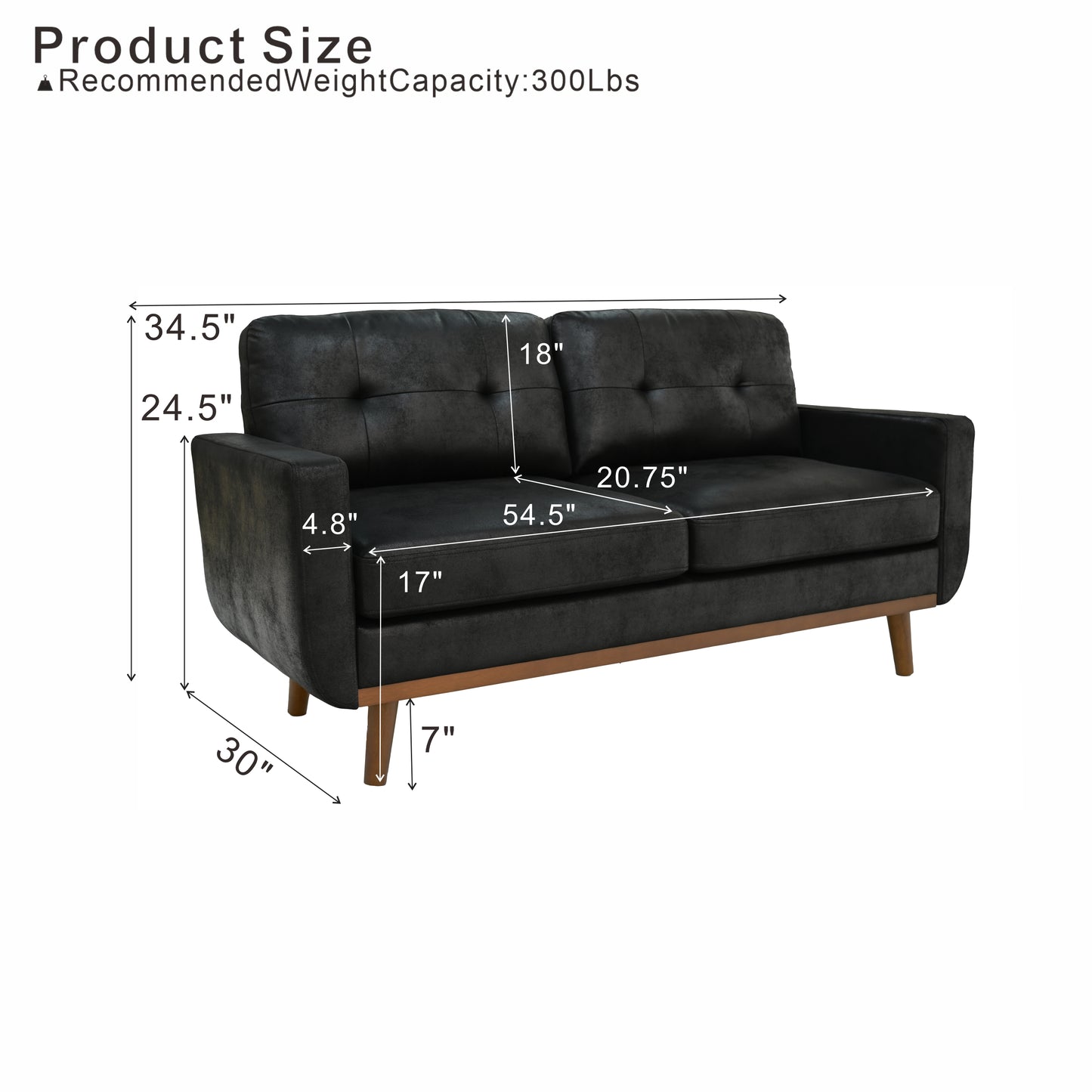 65-inch Modern Minimalist Two-Seater Sofa, featuring breathable Foil fabric and solid wood legs image 4
