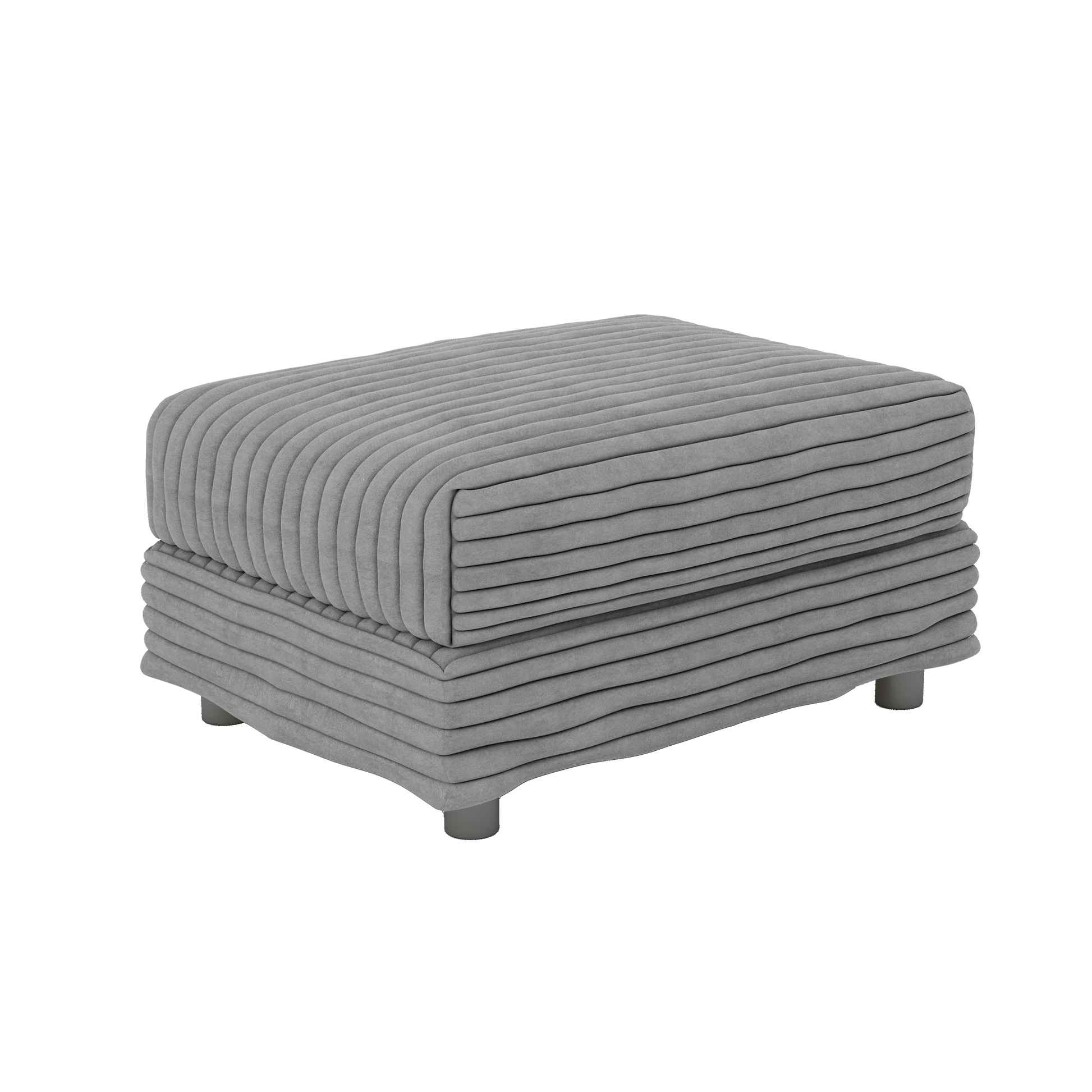 Plush Corduroy Ottoman to Combine with 2 Seater Sofa, 3 Seater Sofa and 4 Seater Sofa, Suitable for Living Rooms, Apartments, Offices, Grey(Old SKU:W1885P336067) image 1
