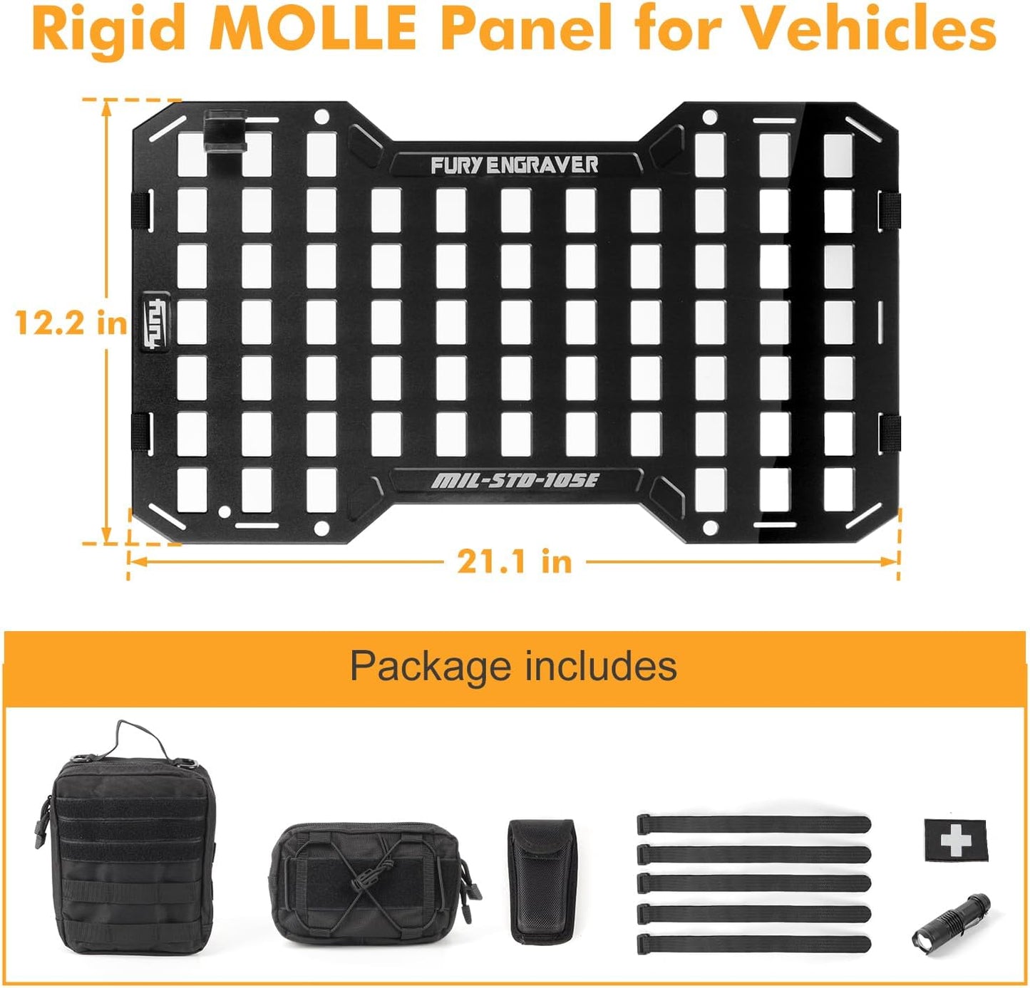 17515 Rigid Molle Panels For Vehicles Truck Mount Rack Panel Tactical Seat Back Organizer with 2 Organizer Storage Bag, 1 Multi-tool Pliers, 1 Flashlight and 5 Fastening Tape image 4