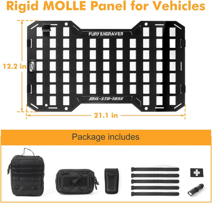 17515 Rigid Molle Panels For Vehicles Truck Mount Rack Panel Tactical Seat Back Organizer with 2 Organizer Storage Bag, 1 Multi-tool Pliers, 1 Flashlight and 5 Fastening Tape image 4