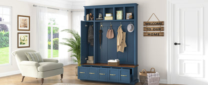 U-Can Entryway Hall Tree with Coat Hooks, Shoe Bench & Drawer Storage Cabinet image 5