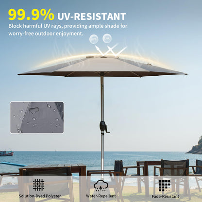 7.5FT Patio Umbrella, Outdoor Table Umbrella with Push Button Tilt and Crank, UV Protection Waterproof Market Sun Umbrella with 6 Sturdy Ribs for Garden, Deck, Backyard, Pool (Gray) image 3