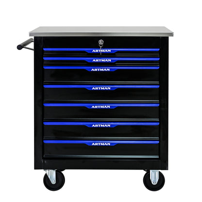 7 DRAWERS MULTIFUNCTIONAL TOOL CART WITH WHEELS-BLACK&BLUE image 1