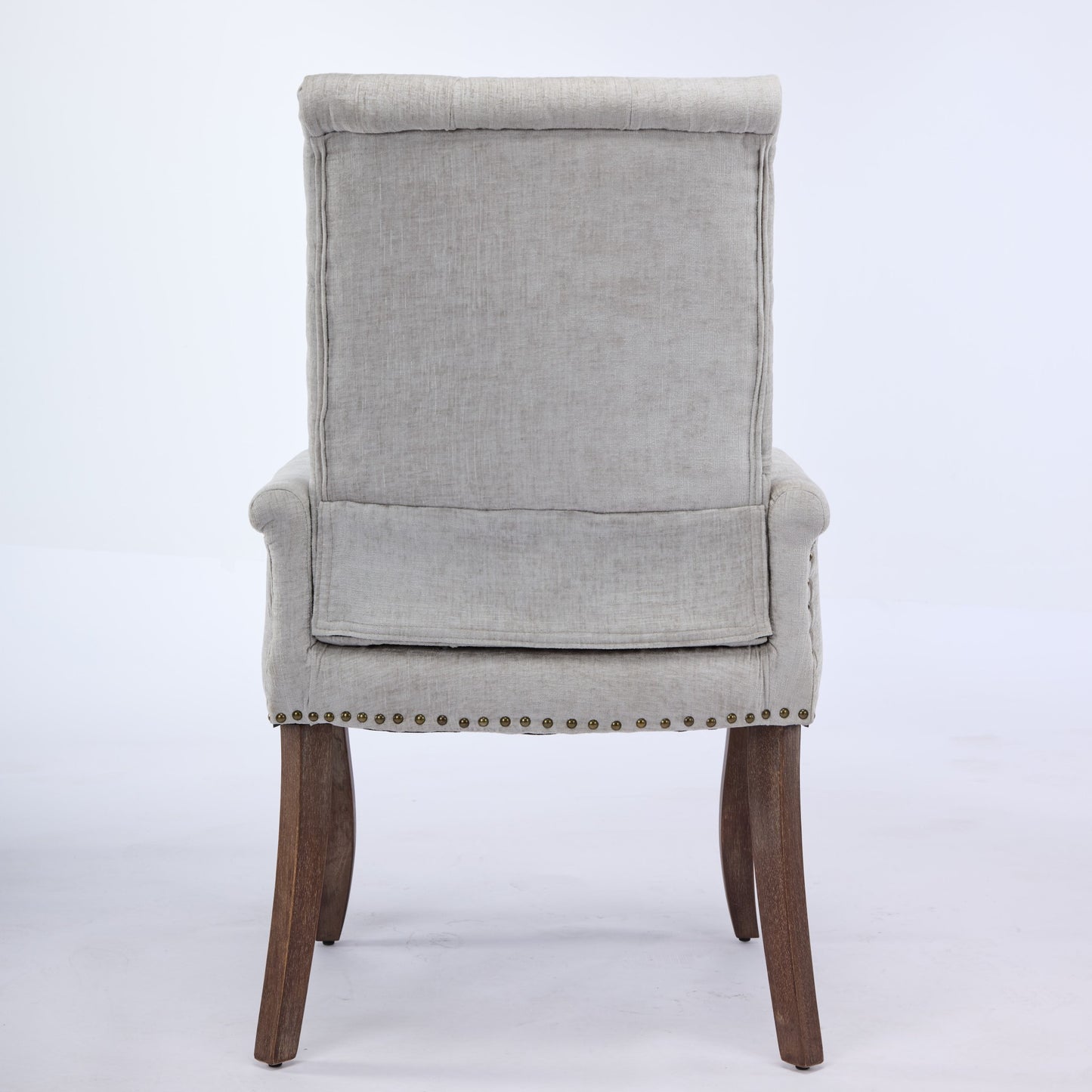 Upholstered Chenille Fabric Accent Dining Chair, Curved Solid Wood Legs, Elegant Tufted Club Dining Room Kitchen Room Arm Dining Chair, Single Pack,Beige,SW1895BG image 7