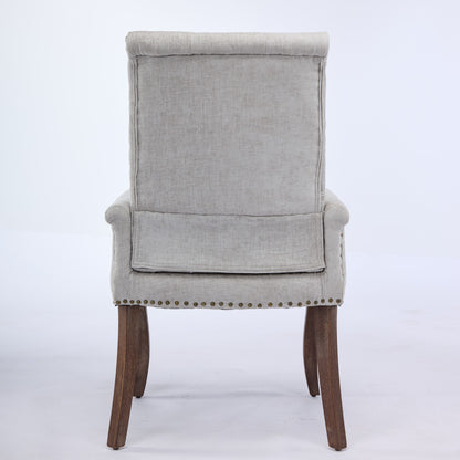 Upholstered Chenille Fabric Accent Dining Chair, Curved Solid Wood Legs, Elegant Tufted Club Dining Room Kitchen Room Arm Dining Chair, Single Pack,Beige,SW1895BG image 7